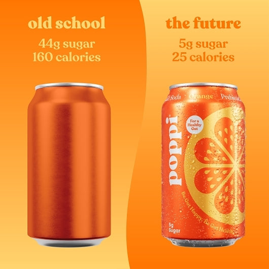Poppi Prebiotic Orange Soda 12 fl. oz. Can 12 Pack/Case