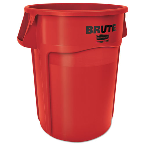 Rubbermaid Commercial Vented Round Brute Container 44 Gal Plastic Red 4/Case