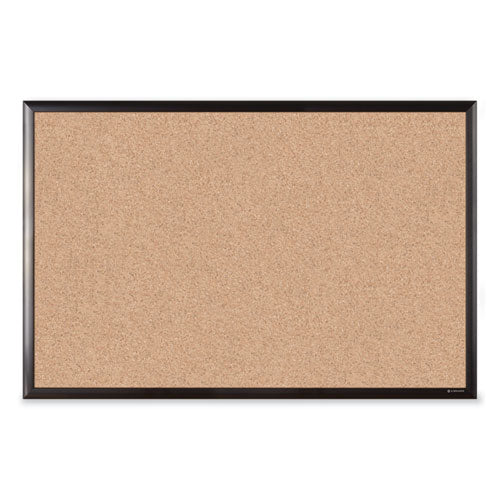 Cork Bulletin Board With Black Aluminum Frame, 35 X 23, Natural Surface