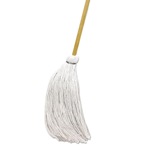 Handle/deck Mops, 16 Oz White Rayon Head, 57" Natural Wood Handle, 12/carton
