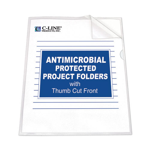 Antimicrobial Protected Poly Project Folders, Letter Size, Clear, 25/box
