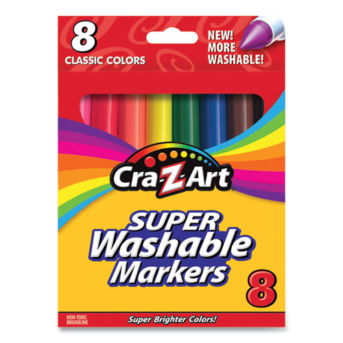 School Smart Non-Toxic Washable Marker, Chisel Tip, Assorted Colors, Pack of 8