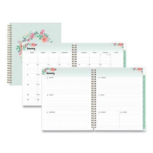Laurel Weekly/monthly Planner, Laurel Floral Artwork, 9 X 7, Green/pink/orange Cover, 12-month (jan To Dec): 2023