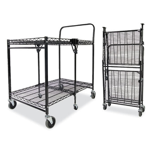 Bostitch Stowaway Folding Carts 2 Shelves 35W x 37.25d x 22H Black 250 lb Capacity