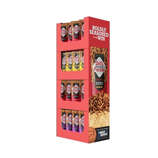 Dot's Pretzels March Madness Display Shipper Assorted Flavors-16 oz. Bags 64 Bags/Display