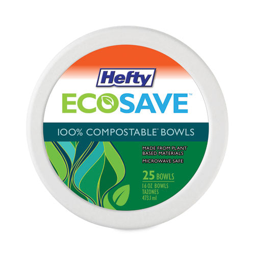 Hefty Ecosave Tableware Bowl Bagasse 16 Oz White 25/pack