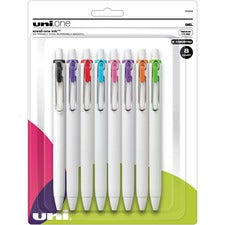 uniONE Gel Pen, Retractable, Medium 0.7 mm, Assorted Inspirational Ink Colors, Assorted Barrel Colors, 8/Pack