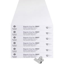 Business Source Magnetic Grip Clips Pack - No. 2 - 2.3" Width - for Paper - Magnetic, Heavy Duty - 72 / Bundle - Silver