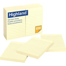 Self-stick Notes, Note Ruled, 4" X 6", Yellow, 100 Sheets/pad, 12 Pads/pack