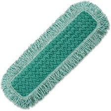 Rubbermaid Commercial Hygen 24" Fringed Dust Mop Pad - 24" MicroFiber Head - Hook & Loop Backing, Durable - 6 / Carton - Green