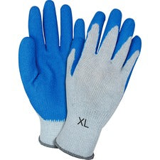 Safety Zone Blue/Gray Coated Knit Gloves - Latex Coating - X-Large Size - Blue, Gray - Crinkle Grip, Knitted - For Industrial - 6 / Carton