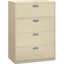 Brigade 600 Series Lateral File, 4 Legal/letter-size File Drawers, Putty, 42" X 18" X 52.5"