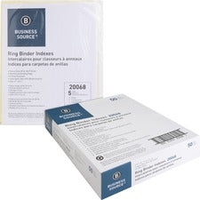 Business Source Buff Stock Ring Binder Indexes - 5 x Divider(s) - Blank Tab(s) - 5 Tab(s)/Set2" Tab Width - 8.5" Divider Width x 11" Divider Length - Letter - 3 Hole Punched - Buff Buff Paper Divider - Clear Tab(s) - 50 / Box