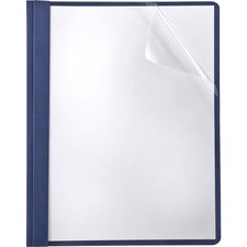 Clear Front Report Covers with Fasteners, Three-Prong Fastener, 0.5  Capacity, 8.5 x 11, Clear/Dark Blue, 25/Box