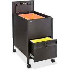 Locking Mobile Tub File With Drawer, Letter Size, Metal, 1 Drawer, 1 Bin, 17" X 26" X 28", Black