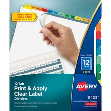 Print And Apply Index Maker Clear Label Dividers, 12-tab, Color Tabs, 11 X 8.5, White, 5 Sets