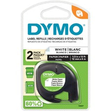 Dymo LetraTag Electronic Labelmaker Tape - 1/2" Width - Direct Thermal - White - Paper - 6 / Box - Easy Peel