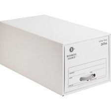 Business Source Stackable File Drawer - Internal Dimensions: 12.25" Width x 23.50" Depth x 10.25" Height - External Dimensions: 14" Width x 25.3" Depth x 11.5" Height - Media Size Supported: Letter - Stackable - Steel, Plastic - White - For File, Document