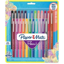 Paper Mate Felt Tip Pens Flair Marker Pens, Medium Point, Assorted, 24  Count & Clearpoint Pencils, HB 2 Lead (0.7mm), Assorted Barrel Colors, 10  Count