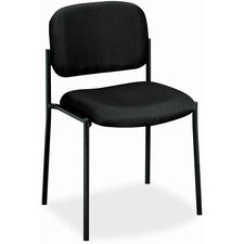 Vl606 Stacking Guest Chair Without Arms, Fabric Upholstery, 21.25" X 21" X 32.75", Black Seat, Black Back, Black Base