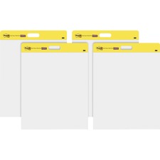 Post-it® Self-Stick Wall Pads - 20 Sheets - Plain - Stapled - 18.50 lb Basis Weight - 20" x 23" - White Paper - Self-adhesive, Repositionable, Bleed Resistant - 4 / Carton