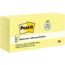 Original Recycled Pop-up Notes, 3" X 3", Canary Yellow, 100 Sheets/pad, 12 Pads/pack