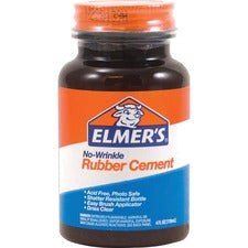 Rubber Cement With Brush Applicator, 4 Oz, Dries Clear