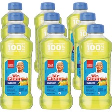 Mr. Clean Antibacterial Cleaner - Liquid - 28 fl oz (0.9 quart) - Summer Citrus, Lemon Scent - 9 / Carton - Yellow