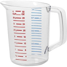 Rubbermaid Commercial Bouncer 1 Quart Measuring Cup - 6 / Carton - Clear -  Polycarbonate - Measuring