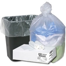 Webster Ultra Plus Trash Can Liners - Small Size - 10 gal Capacity - 24" Width x 24" Length - 0.31 mil (8 Micron) Thickness - High Density - Natural - Resin - 500/Carton - Industrial Trash, Office Waste
