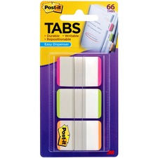 1" Lined Tabs, 1/5-cut, Assorted Bright Colors, 1" Wide, 66/pack