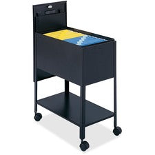 Extra-deep Locking Mobile Tub File, Letter Size, Metal, 1 Shelf, 1 Bin, 13.5" X 24.75" X 28.25", Black