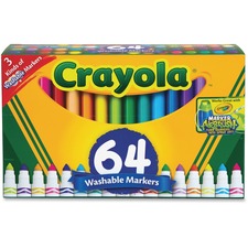 Broad Line Washable Markers, Broad Bullet Tip, Assorted Colors, 64/set