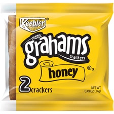 Keebler Grahams Honey Crackers - Individually Wrapped - Honey - 0.49 oz - 200 / Carton