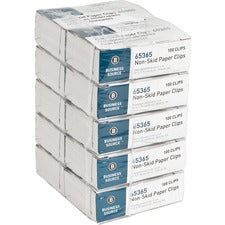 Business Source Non-Skid Paper Clips - Regular - No. 1 - 1.8" Length x 0.5" Width - 1000 / Pack - Silver - Steel
