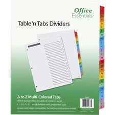 Table 'n Tabs Dividers, 26-tab, A To Z, 11 X 8.5, White, Assorted Tabs, 1 Set