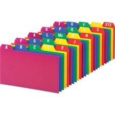Durable Poly A-z Card Guides, 1/5-cut Top Tab, A To Z, 3 X 5, Assorted Colors, 25/set