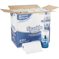 Sparkle Professional Series® Professional Series Perforated Paper Towel Rolls by GP Pro - 2 Ply - 8.80" x 11" - 70 Sheets/Roll - White - Paper - Long Lasting, Absorbent, Individually Wrapped - For Multipurpose - 30 / Carton