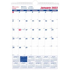 Twin-wirebound Wall Calendar, One Month Per Page, 8 X 11, White Sheets, 12-month (jan To Dec): 2023