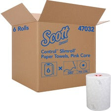 Control Slimroll Towels, 1-ply, 8" X 580 Ft, White/pink Core, Traditional Business, 6 Rolls/carton