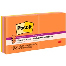 Pop-up 3 X 3 Note Refill, 3" X 3", Energy Boost Collection Colors, 90 Sheets/pad, 6 Pads/pack