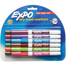 Low-odor Dry-erase Marker, Fine Bullet Tip, Assorted Colors, 12/set