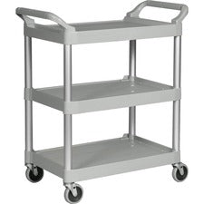 Three-shelf Service Cart, Plastic, 3 Shelves, 200 Lb Capacity, 18.63" X 33.63" X 37.75", Platinum