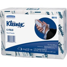 Kleenex C-Fold Hand Towels - 1 Ply - C-fold - 10.10" x 13.25" - White - Soft, Absorbent, Foldable - For Hand - 150 Per Bundle - 16 / Carton