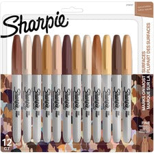 Fine Tip Permanent Marker, Portrait Colors, Fine Bullet Tip, Assorted, 12/pack