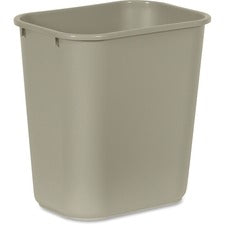 Rubbermaid Commercial 28 QT Medium Deskside Wastebaskets - 7 gal Capacity - Rectangular - Dent Resistant, Durable, Rust Resistant, Easy to Clean, Durable - 15" Height x 10.5" Width x 14.5" Depth - Plastic - Beige - 12 / Carton