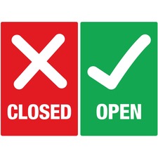 Avery® Surface Safe OPEN/CLOSED Table/Chair Decals - 10 - Open/Closed Print/Message - 4" Width x 6" Height - Rectangular Shape - White Print/Message Color - Water Resistant, Pre-printed, Chemical Resistant, Abrasion Resistant, Tear Resistant, Durable,