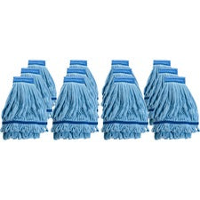 Genuine Joe Microfiber Wet Mophead Refill - MicroFiber - Blue