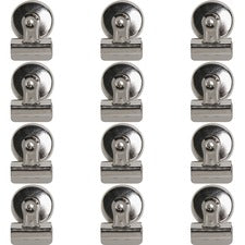 Business Source Magnetic Grip Clips - No. 1 - 1.3" Width - for Paper - Magnetic Backing, Heavy Duty - 12 / Box - Silver