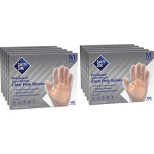 Safety Zone Clear Powder Free Polyethylene Gloves - Medium Size - Clear - Die Cut, Heat Sealed Edge, Embossed Grip, Powder-free, Latex-free, Silicone-free, Recyclable - For Food - 100 / Box - 11.75" Glove Length